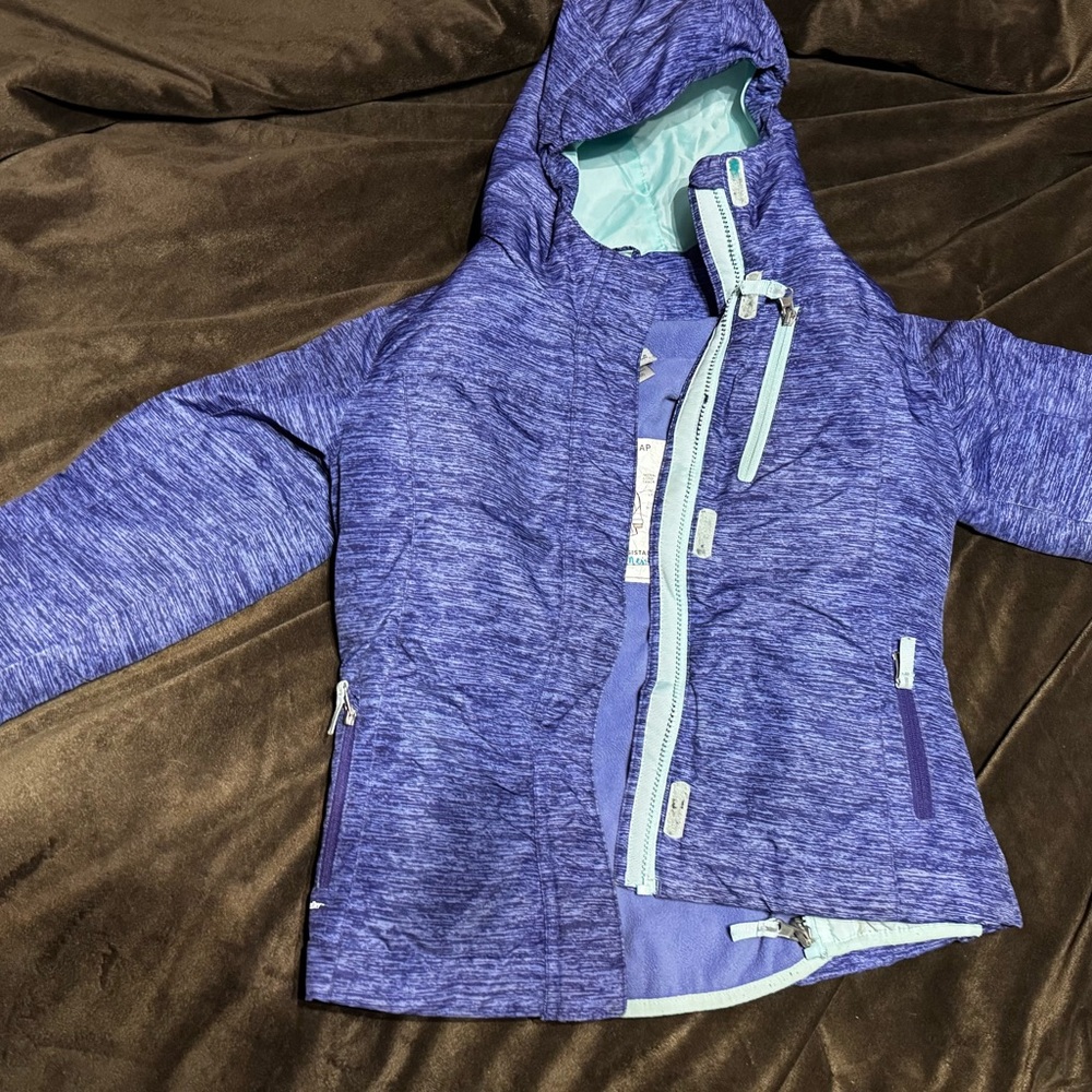 Purple Champion Hooded Jacket with inner layer girls 6x